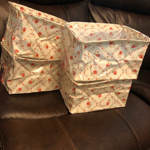 Shabby Chic 4 pcs Floral Rose Bins Baskets set - Picture 2 of 4